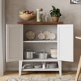 thumbnail image 2 of Accent Cabinet, Rattan Buffet Cabinet with Storage Sideboard, Entryway Cabinet with Doors and Shelves, Kitchen Storage Cabinet Furniture for Living Room, Dining Room, Hallway, White, 2 of 9