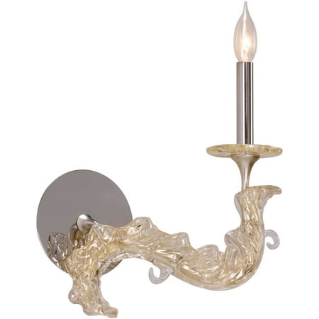 

Wall Sconces 1 Light Bulb Fixture With Silver Leaf Finish Hand-Crafted Iron and Stainless Steel Candelabra 13 60 Watts