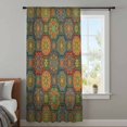 thumbnail image 4 of Vintage Boho Sheer Curtains 72 Inches Long, Ethnic Geometric Floral Green Yellow Red Light Filering Curtains, Breathable Simi Curtain Privacy Drapes for Living Room Bedroom Window Treatment, 4 of 9