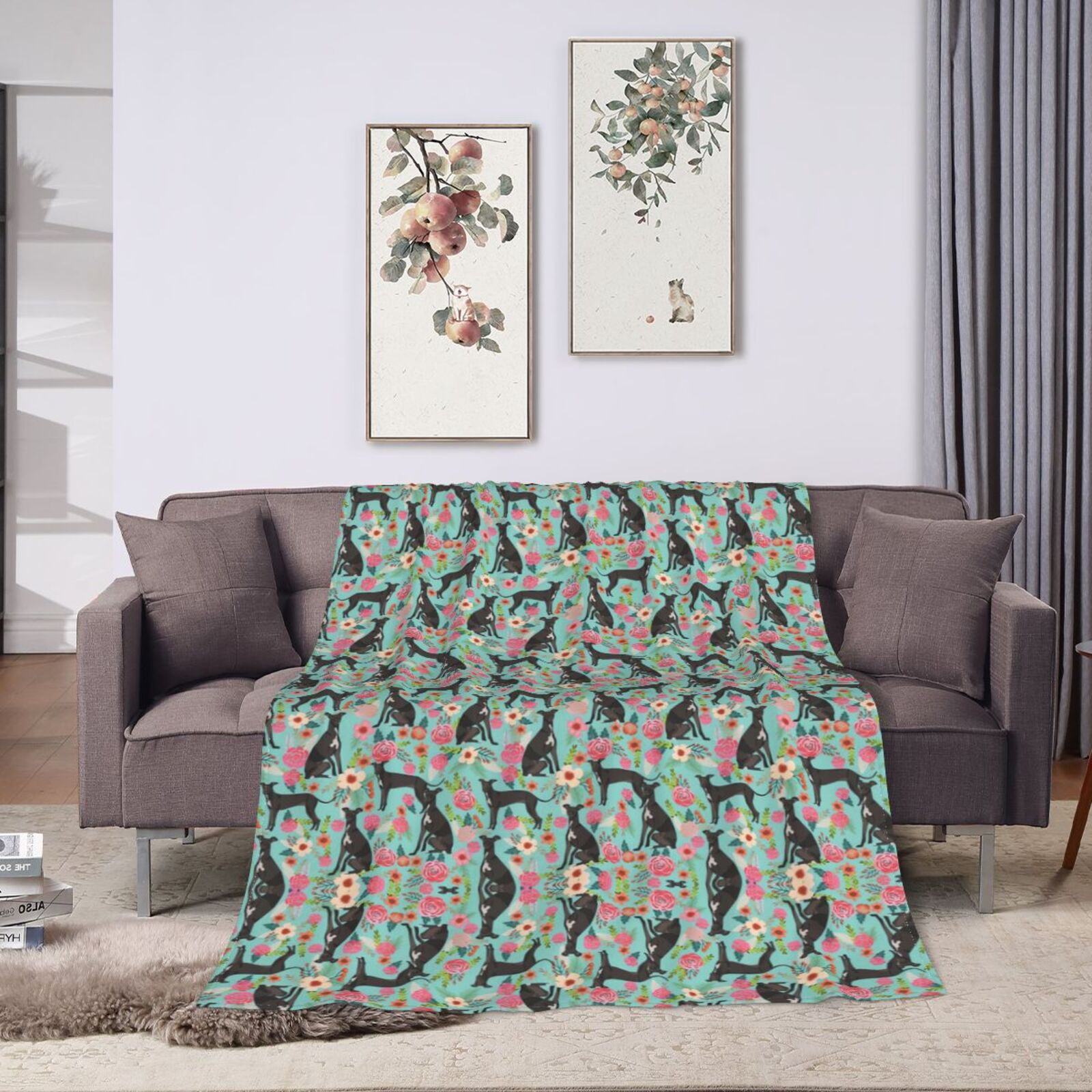Wijzvio Italian Greyhound Dog Throw Blanket Soft Fuzzy Fleece Blanket For Couch Bed Living Room Decoration 60"X50"