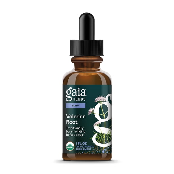 Gaia Herbs Valerian Root - Stress & Sleep Support - Organic Liquid Vegan Health Supplement for Calming Support - Valerian Extract - Herbal Formula - Dairy, Soy & Gluten Free - 1 Fl Oz
