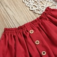 thumbnail image 5 of Odeerbi Infant Two-piece Set Infant Girls Stripe Outfits Cropped Tops Flared Trousers Baby Clothes Toddler Ruffle Off Shoulder Tops Shorts Kids Outfits Red, 5 of 9