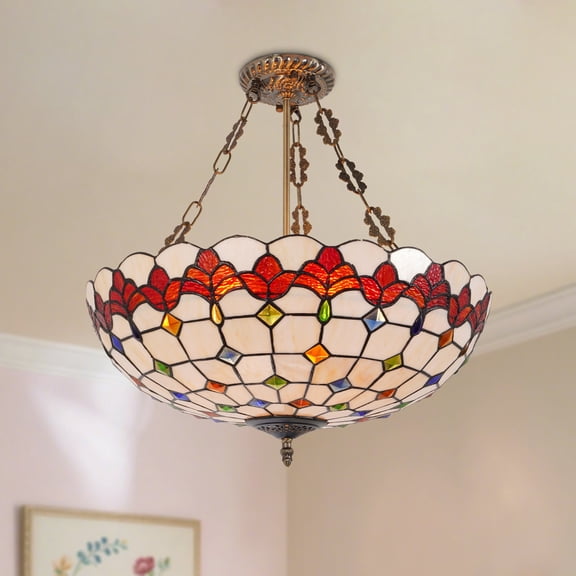 KPIBEST 19 Inch 5-Light French Luxury Chandelier, Living Room Decorative Colorful Lampshade Chandelier