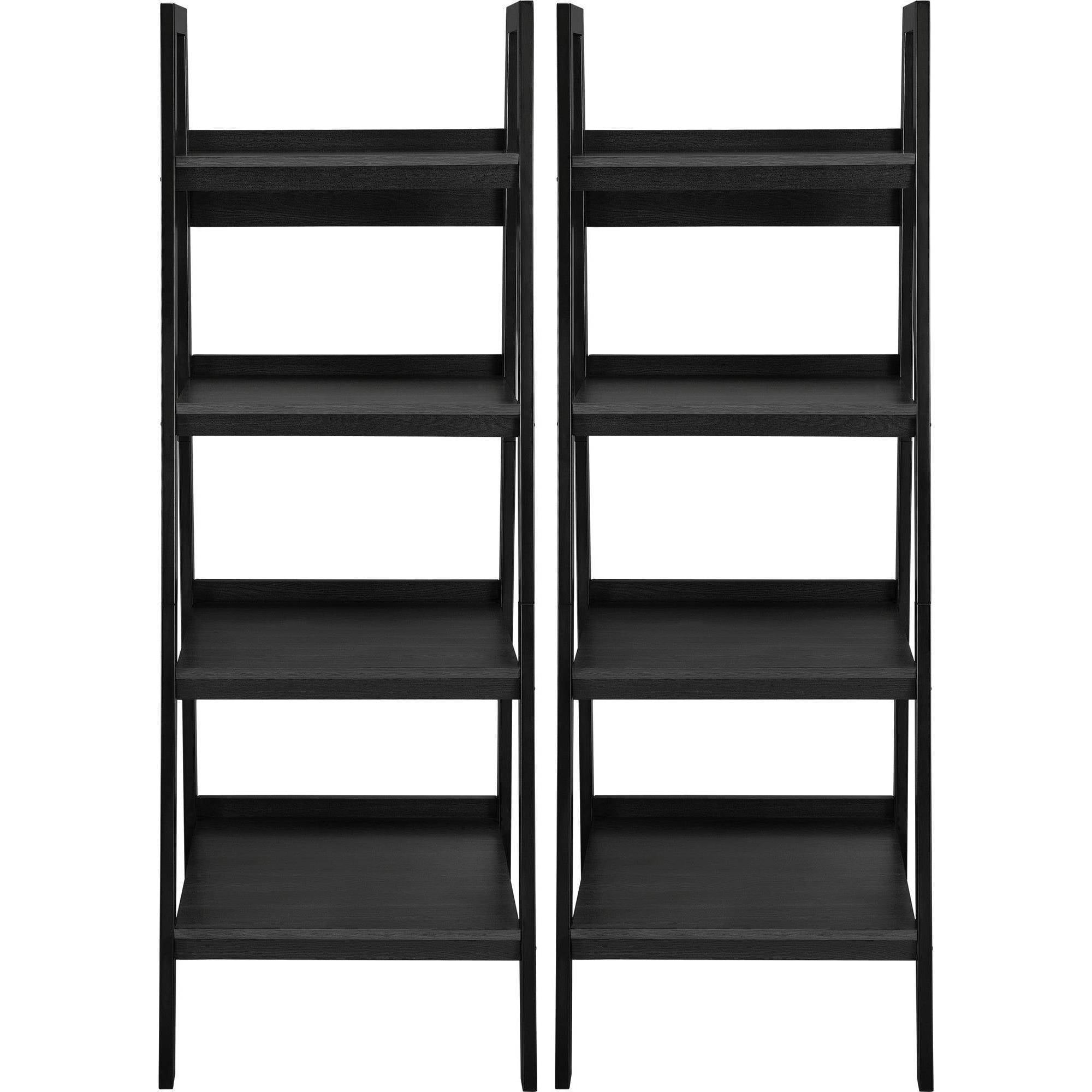 Ameriwood Home Hayes 4 Shelf Ladder Bookcase Bundle Black