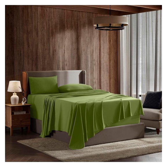 Queen Sheet Set - 4 Piece Bed Sheets for Queen Size Bed, Deep Pocket, Hotel Luxury, Extra Soft, Breathable and Cooling, Calla Green Queen Size Sheets