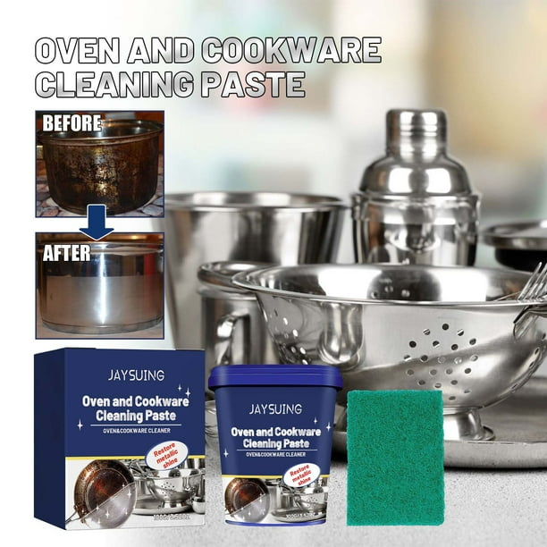 Fiudx Crema Limpiadora para Acero Inoxidable, Elimina Óxido y Grasa, Devuelve El Brillo a Los Utensilios de Cocina, Multiusos, Apto para Electrodomésticos de Cocina, Seguro para Las Manos, 100 G, Ver