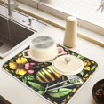 thumbnail image 6 of Ryvnso Bee Retro Flower Dish Drying Mat for Kitchen Countertop 18x24 Large Dish Pad Drainer Rack Dish Sink Mats, 6 of 7