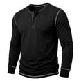 thumbnail image 4 of Fnnxeal Mens T-Shirts Casual Long Sleeve Fashion Fall Winter Crew Neck Black Shirts for Men Size 2XL, 4 of 7