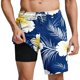 thumbnail image 2 of Ceisia Men's Navy Blue Floral Palm Leaf Print Beach Shorts with Quick Dry Stretch Fabric and Anti-Exposure Liner Multicolor M Gifts, 2 of 6
