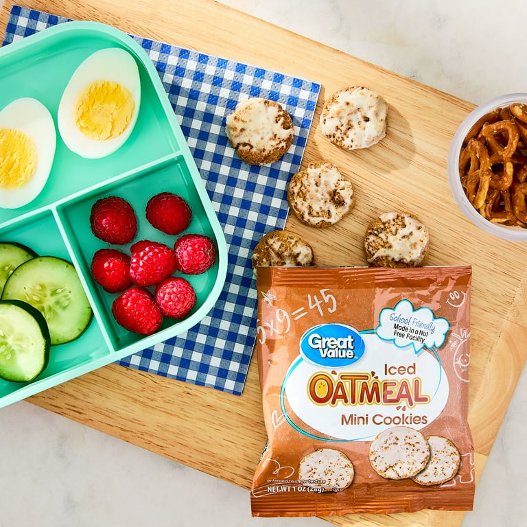 3 pack) Great Value Mini Iced Oatmeal Cookies, 1 oz, 10 Snack
