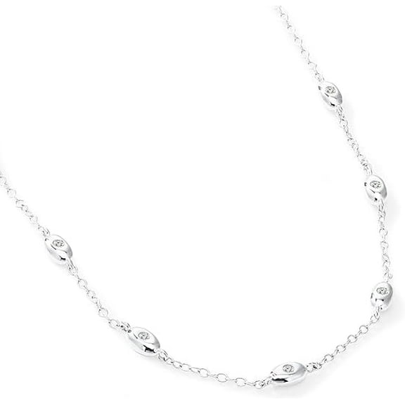 Unique Moments 925 Sterling Silver Adjustable 16 Inch 1/8ctw Lab Grown Diamond Necklace for Women/Men