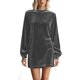 thumbnail image 3 of TaTaai Women Casual Velvet Long Sleeve Solid Color Dress Round Neck V Neck Soft Comfortable Mid Calf Length Dress for Party Wedding Spring Summer Outfits Gift, 3 of 8