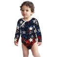 thumbnail image 2 of Xecao Red Blue White Stars Print Baby unisex-baby Cotton Long-sleeve Bodysuits-3 Months, 2 of 6