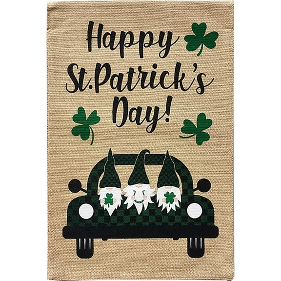 Briarwood Lane St. Patrick's Day Garden Flag 12x18 For Outdoor Happy St. Patrick's Gnomes Burlap For St. Patrick's Day Garden Flag Flags For Outside