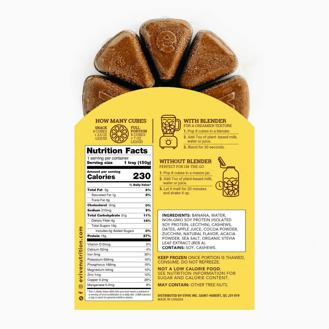 Evive Smoothie Cubes with Protein & Superfoods - Cocoa Banana 5.29OZ