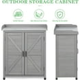 thumbnail image 5 of Outdoor Potting Bench with Storage Cabinet and Metal Top, Wood Workstation for Outdoor Patio, Garden (Classic Grey, 31.5x17x39‘’), 5 of 14