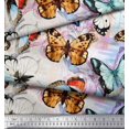 thumbnail image 3 of Soimoi Orange Moss Georgette Fabric Flower & Butterfly Print Fabric by Yard 42 Inch Wide, 3 of 5