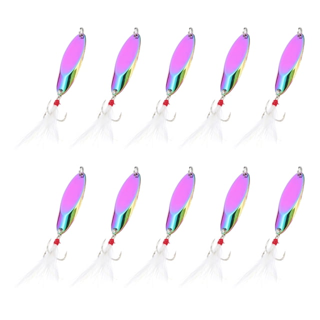 Uxcell 10Pcs 1/2 oz Metal Fishing Spoons Fishing Lures Casting Spoon Multicolor