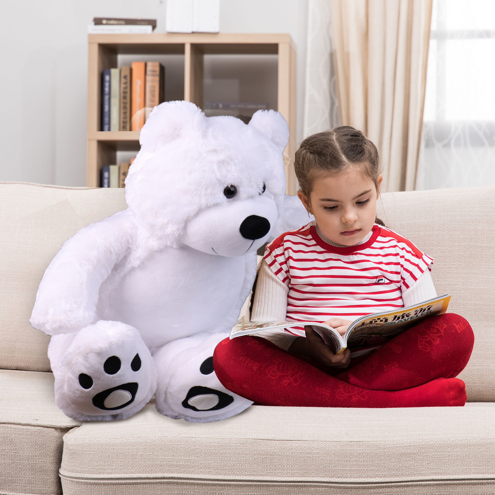 WOWMAX 3 Foot Giant Teddy Bear Daney Cuddly Stuffed Plush Animals Teddy Bear Toy Doll for Birthday Christmas White 36 Inches - image 2 of 5