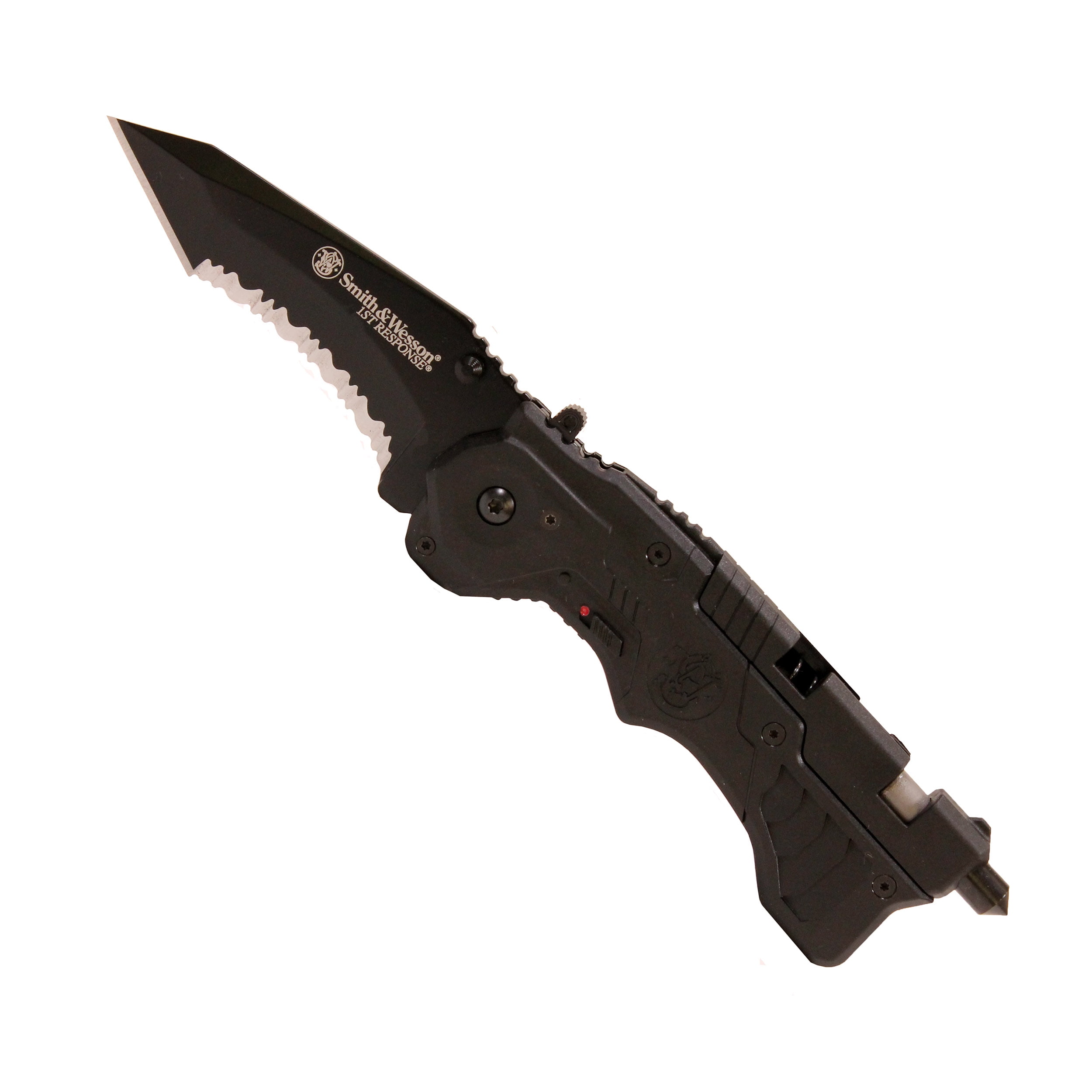 S&W KNIVES FIRST RESPONDER FOLDER 3.4" SERR STEEL BLADE BLK NYLON