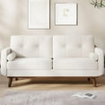 thumbnail image 4 of IdealHouse 65" Loveseat Sofa, Mid Century Modern 2-Seater Couch, Teddy Fleece Boucle Upholstered, Deep Seat Love Seat for Living Room, Bedroom, Beige, 4 of 8