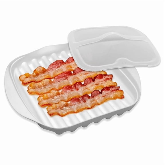 Microwave Bacon Tray with Lid, Plastic Bacon Cooker for Microwave Oven, Microwave Bacon Cooker with Cover, for Bacon