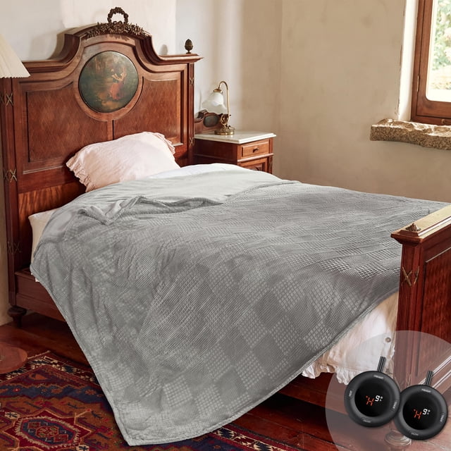 Texciting Electric Blanket Queen Size 84''X90'' - Heated Blanket with Dual Control 10 Heating Levels & 10 Hours Auto Off, ETL Certified, Machine Wash