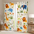 thumbnail image 2 of Castle Fairy Kawaii Elephants Giraffe Lion Blackout Curtains Set of 2 (52x84 Each) for Kids Children,Cartoon Animal Window Curtains,Botanical Plants Leaves Curtains and Drapes,Super Cozy Room Decor, 2 of 6