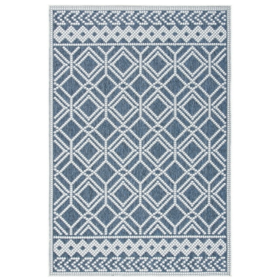 SAFAVIEH Martha Stewart Geometric Indoor/Outdoor Area Rug, Grey/Ivory, 4'5" x 6'5"