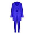 thumbnail image 3 of Innerwin Cardigan Outfit Set Open Front Women Fuzzy 3 Piece Sweatsuit Sleep Solid Color Regular Lounge Sets Blue 2XL, 3 of 7