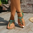 thumbnail image 2 of Huesdet Woman's Sandal Flip Flop with Rhinestone in Recyclable Rubber Sole, Thong(Green,6.5), 2 of 7