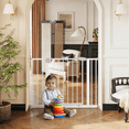 thumbnail image 2 of 27.6" Tall 4-Panel Freestanding Wooden Pet Gate, White Foldable Safety Fence, 2 of 10