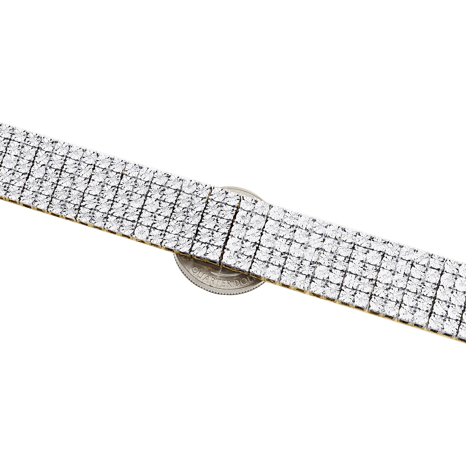 Real Diamond Sterling Silver 5 Row Tennis Bracelet 16mm Miracle Set 6/9 CT