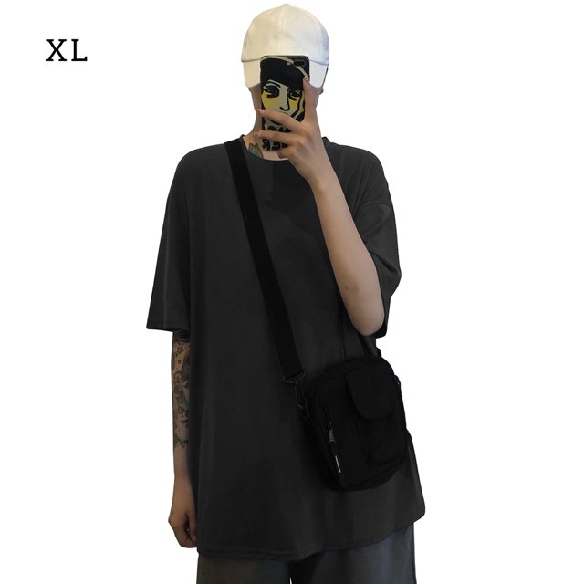 Camiseta de mujer de manga corta, cuello redondo, color sólido, camiseta informal, negro, XL Inevent AP001185-03B