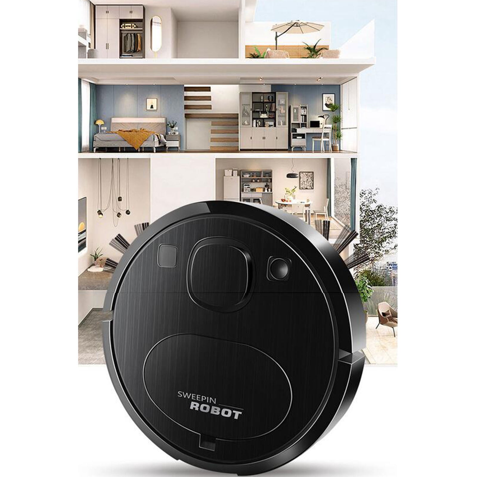 bxhwj Sweeping Robot, USB Charging Automatic Sweeping Robot Vacuum Cleaner Toy Sweeping Robot, Smart Household Cleaning Machine Floor Mopping Robot Home Appliance Practical Gift for Adults Parents