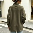 thumbnail image 4 of Jsaierl Womens Funnel Sweatshirts Cute Solid Color Drop Shoulder Sweatshirt Cozy Side Split Pullover Soft Work Long Sleeve Shirts, 4 of 9