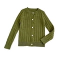 thumbnail image 2 of Afuyipoi Girls Cable Knit Cardigan Size 1-15 Long Sleeve Button Down Solid Sweater for Kids School Daily Casual Green Size 7, 2 of 6