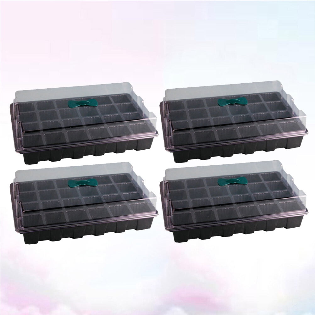 Worgeous Black Plant Germination Tray with Transparent Lid for Seedling Cells Easy Stackable Storage Plastic