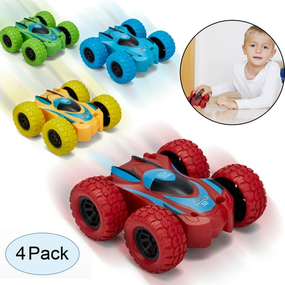 Interested Friction Powered Car Toys for Kids Birthday 360 Degree Rotation 4 Wheels Drive 4Pcs/Set