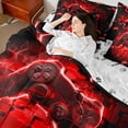 thumbnail image 4 of Manfei Red Game Console Bed in a Bag Full size, Neon Geometric Bed Set, Teens Gaming Reversible Bedding Full Size, Microfiber Room Decorative, 7-Piece, 4 of 6