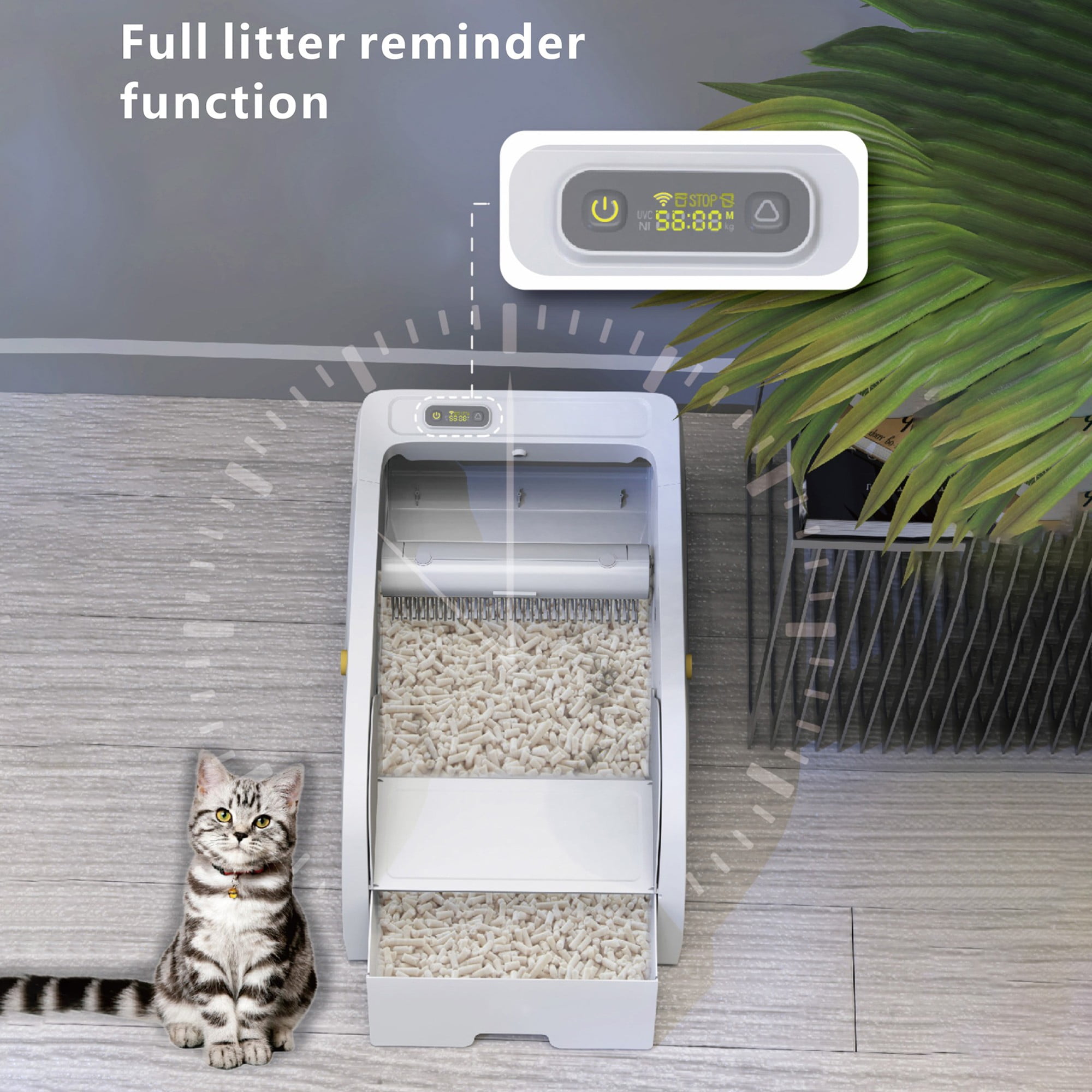 resenkos Automatic Self Cleaning Cat Litter Box, Superior Odor Control, Never Scoop Litter Again for Single and Multi-Cat Households, White