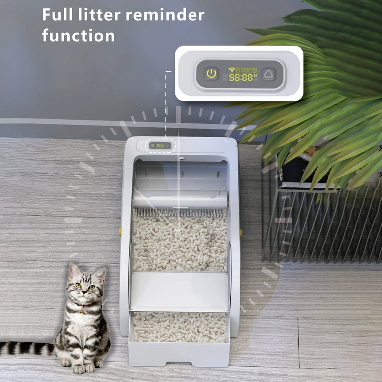 Demi Bonn Automatic Self Cleaning Cat Litter Box Superior Odor Control Never Scoop Litter Again for Single and Multi Cat Households White