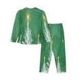 thumbnail image 2 of Bingfone Womens Pajama Sets Christmas Green Print,Long Sleeve Loungewear Pajamas Set-Small, 2 of 9