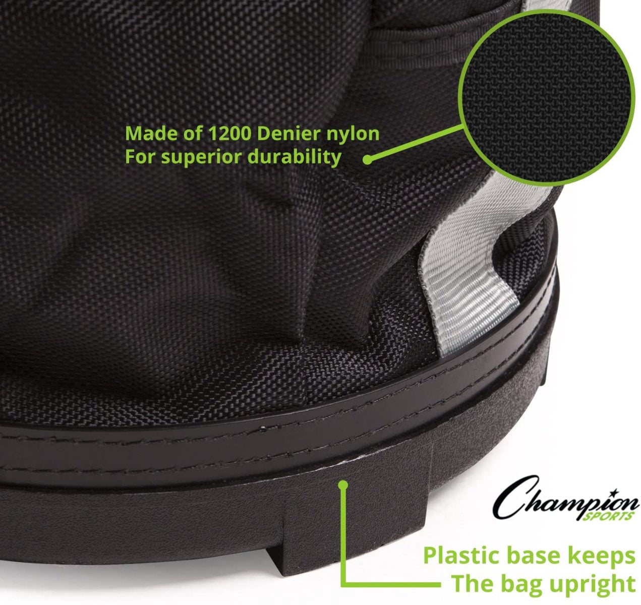 Champion Sports Lacrosse Ball Bag: Nylon Sports Training Tote for Lacrosse, Baseball and Tennis,Gray/ Black
