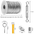 thumbnail image 2 of Kit para colgar cuerda de acero inoxidable, cable de acero inoxidable recubierto de nailon, tensor de cable de acero de PVC, para cuerda de tienda, tendedero, lámpara de araña para exteriores, jardín (30 m) esquí esquí Gafas de esquí, 2 of 5