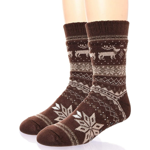 Mens Boot Slipper Socks Winter Non Skid Warm Slipper Socks Cozy