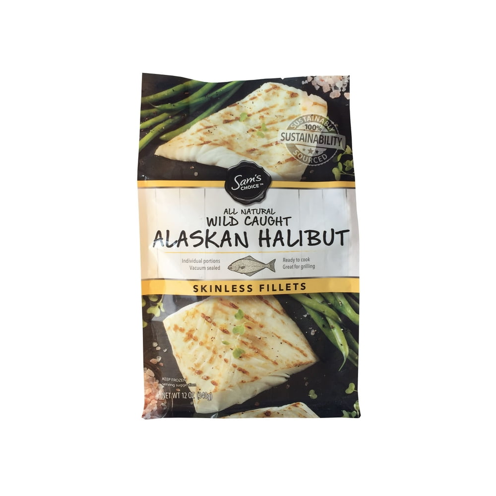 Sam's Choice Wild Caught Alaskan Halibut Skinless Fillets, 12 Oz
