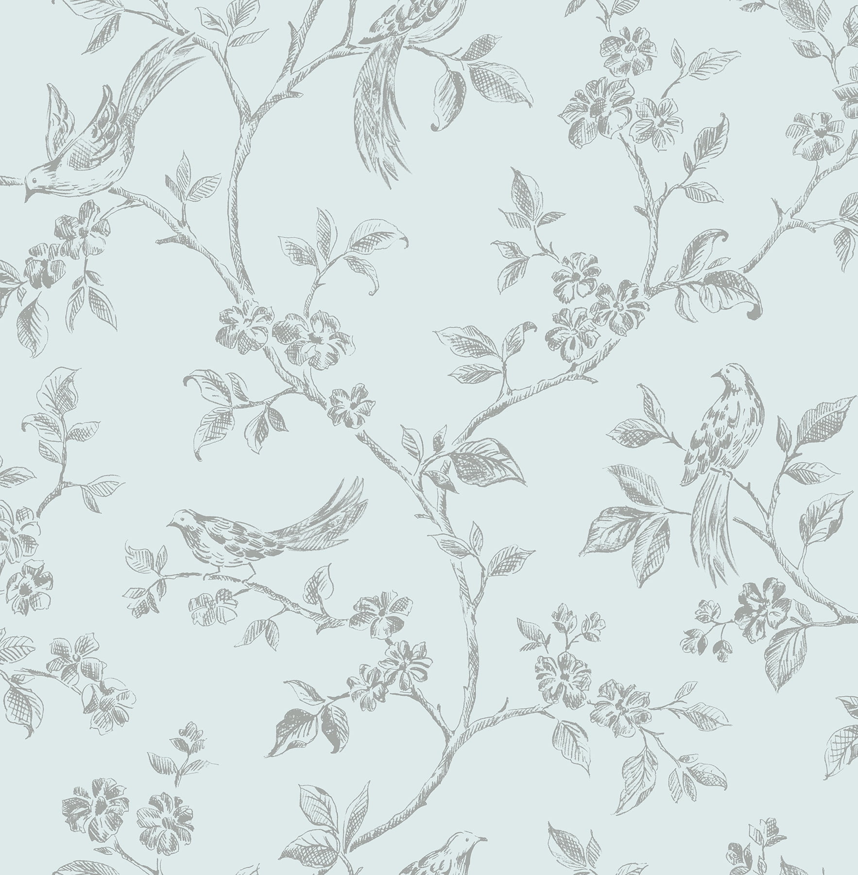 Advantage Aaron Light Blue Bird Trail Wallpaper