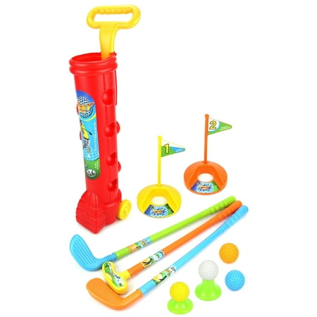 Toy Golf Set for Children Kid's Lil Golfers Toy Golf Play Set w/ 4 Balls, 3 Clubs, 2 Practice Holes, 2 Flags, 2 Tees (Colors May (Best Way To Sell Used Golf Clubs)