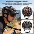 thumbnail image 6 of Bike Helmet with USB Rechargeable Rear Light Detachable Magnetic Goggles Removable Sun Visor Mountain & Road Bicycle Helmets for Men Women Adult Cycling, 6 of 9